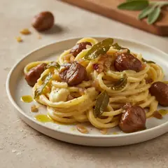 Pasta con castagne e fonduta di Parmigiano