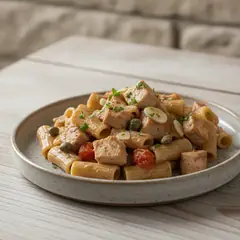Pasta con crema di melanzane e pesce spada
