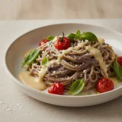 Pasta con crema di melanzane e ricotta salata