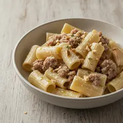 Pasta con crema di Parmigiano e salsiccia