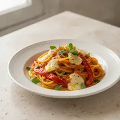 Pasta con crema di peperoni e Taleggio