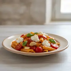 Pasta con crema di peperoni e ricotta