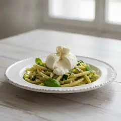 Pasta con crema di zucchine e burrata