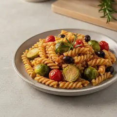 Pasta con lenticchie e cavoletti