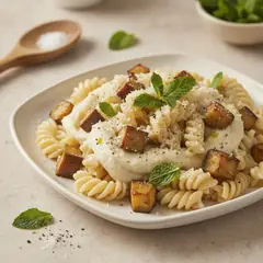 Pasta con melanzane in bianco cremosa