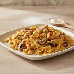 Pasta con pollo e funghi