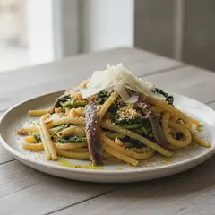 Pasta con puntarelle cotte