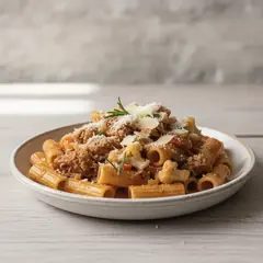 Pasta con ragù di coniglio e cavolfiore