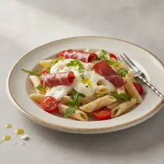 Pasta con stracchino, bresaola e ciliegini