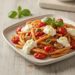 Pasta con sugo di pomodorini e stracciatella