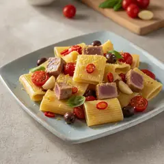 Pasta con tonno fresco e pomodorini