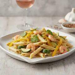 Pasta con verdure e crema al fiordilatte