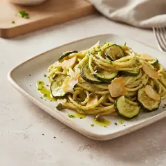 Pasta cremosa con zucchine, provola e capperi