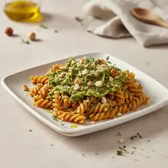Pasta di legumi con pesto di verza e nocciole