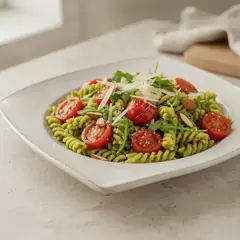 Pasta fredda con pesto di rucola e pomodorini