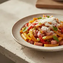 Pasta peperoni e pancetta