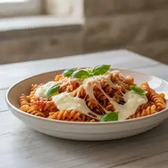 Pasta pomodoro e mozzarella