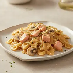 Pasta salmone e funghi cremosa