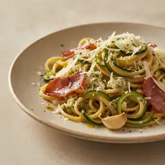 Pasta zucchine, speck e gorgonzola