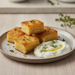 Pavé di patate con salsa tzatziki