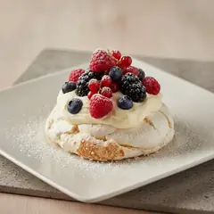 Pavlova con chantilly e frutti di bosco