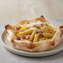 Penne allo zafferano in cartoccio