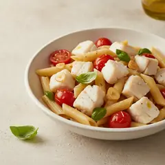 Penne con rana pescatrice e pomodorini