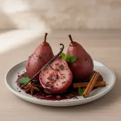 Pere al vino e cioccolato