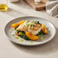 Pesce San Pietro con pesche e bietole