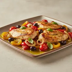 Petto di pollo peperoni e olive