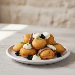 Pettole con olive e mozzarella DOP
