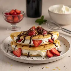 Piadina con crema al mascarpone, fragole e cioccolato fondente