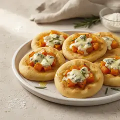 Pizzette senza lievitazione con zucca e zola