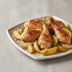 Pollo al forno con patate e cipolle