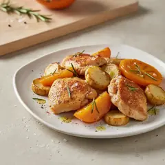 Pollo con cachi e topinambur