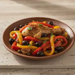 Pollo con olive e peperoni