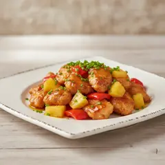 Pollo in salsa agrodolce con peperoni e ananas
