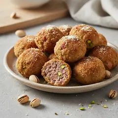 Polpette con mortadella e pistacchi