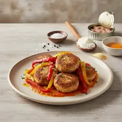 Polpette di tonno e ricotta con peperoni