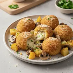 Polpette filanti funghi e patate