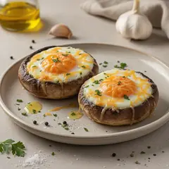 Portobello ripieni di uova e formaggio
