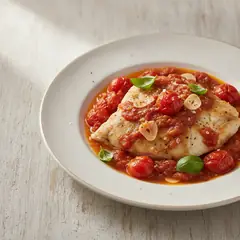 Rana pescatrice al sugo di pomodoro fresco