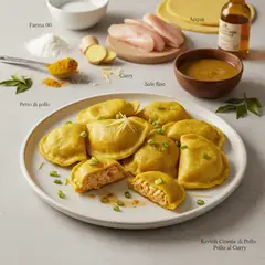 Ravioli cinesi di pollo al curry