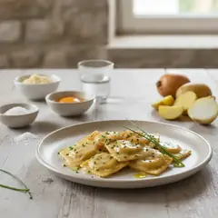 Ravioli di patate e cipolla con crema al formaggio