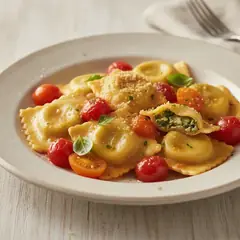 Ravioli di pesce con pomodorini