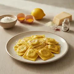Ravioli di ricotta con salsa allo zafferano