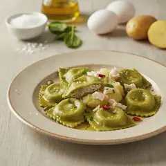Ravioli verdi ripieni di baccalà