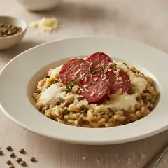 Risotto al cotechino, lenticchie e spumante