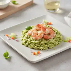 Risotto al pesto con gamberi