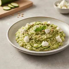 Risotto al pesto di zucchine e caprino